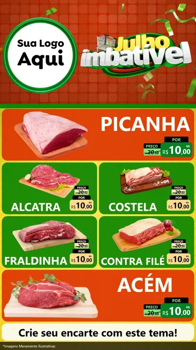 Modelo de TV para TV Vertical com o tema Julho Imbatível para Açougue