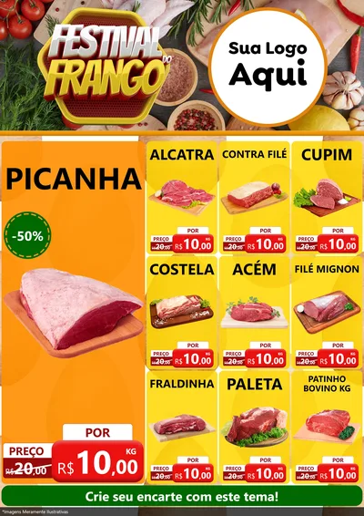 Modelo de Encarte para Encarte A4 Vertical com o tema Festival do Frango para Açougue