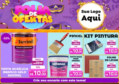 Modelo de Encarte para Encarte A4 Horizontal com o tema Folia de Ofertas para Tintas e Ferramentas
