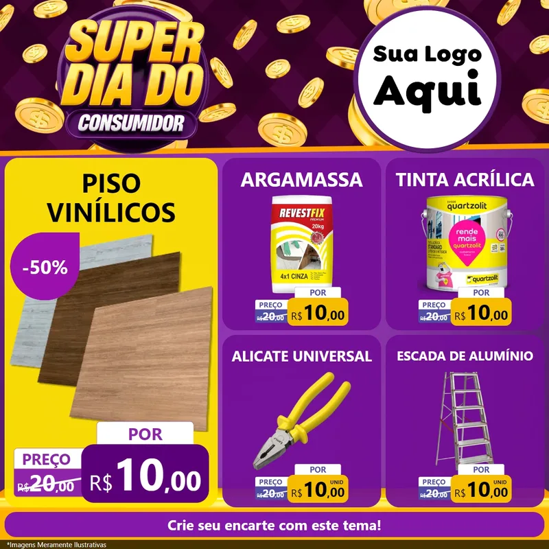 Modelo de Rede Social para Feed Facebook com o tema Super Dia do Consumidor para Material para Construção