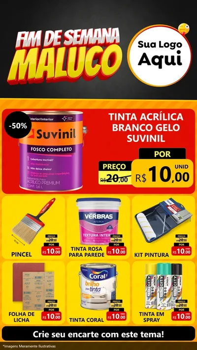 Modelo de Rede Social para Stories com o tema Final de Semana Maluco para Tintas e Ferramentas