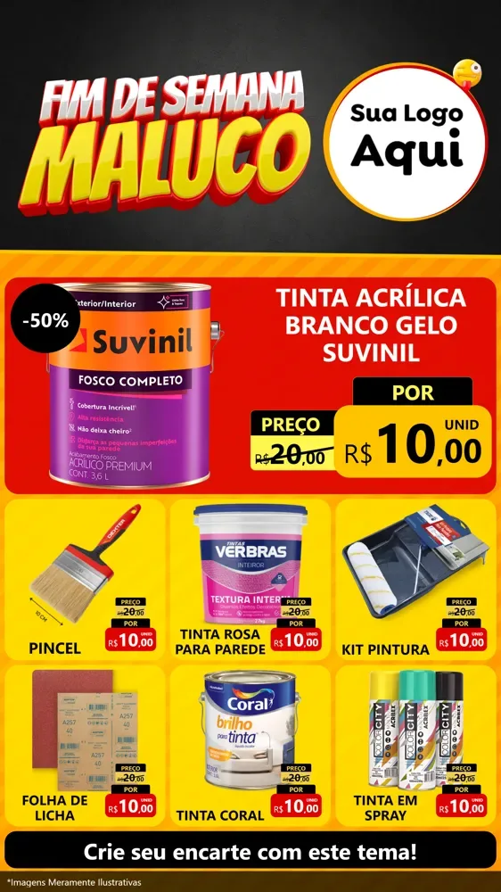Modelo de Rede Social para Stories com o tema Final de Semana Maluco para Tintas e Ferramentas