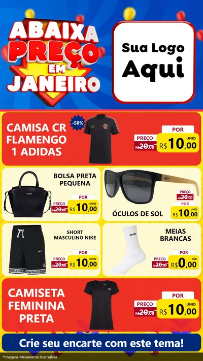 Modelo de TV para TV Vertical com o tema Abaixa Preço em Janeiro para Roupas e acessórios