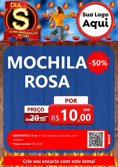 Modelo de Cartaz para Cartaz A4 Vertical com o tema Dia S - O Dia Mais Barato Do Mês para Papelaria