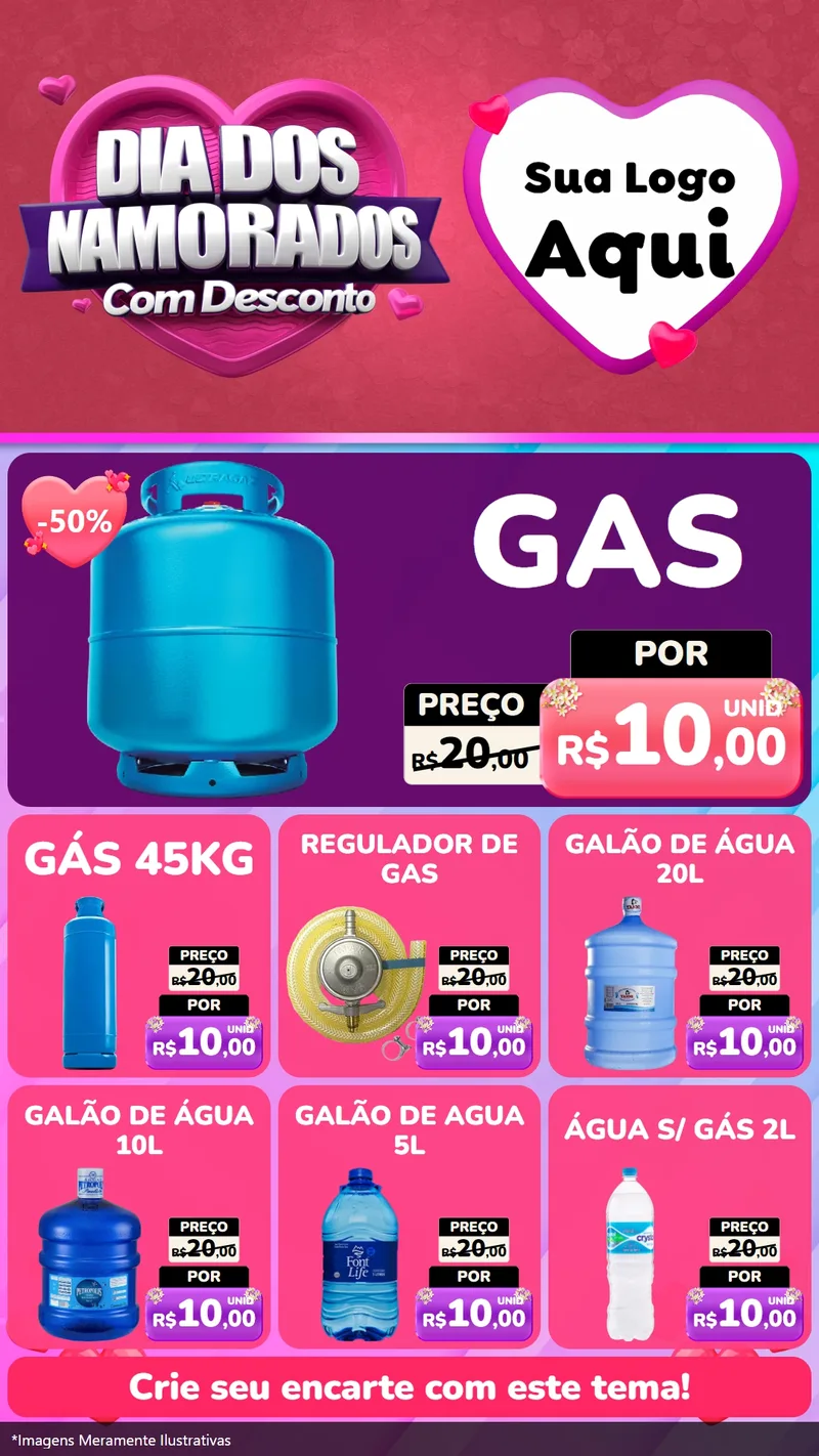 Modelo de Rede Social para Stories com o tema Dia Dos Namorados Com Desconto para Água e gás