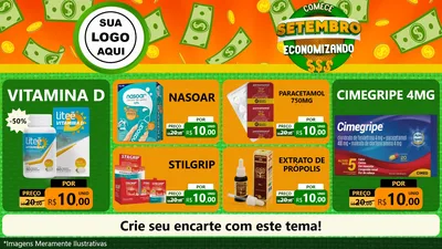 Modelo de TV para TV Horizontal com o tema Comece Setembro Economizando para Farmácia