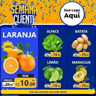 Modelo de Rede Social para Feed Facebook com o tema Semana do Cliente para Hortifrúti