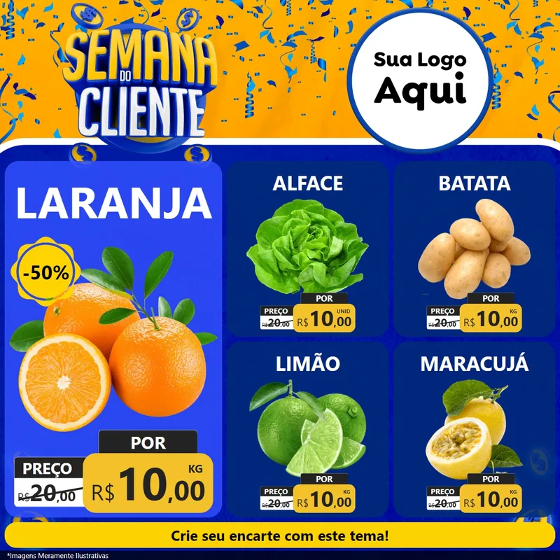 Modelo de Rede Social para Feed Facebook com o tema Semana do Cliente para Hortifrúti