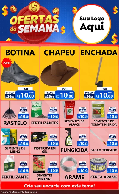 Modelo de Encarte para Encarte Grande com o tema Ofertas Da Semana para Agropecuária