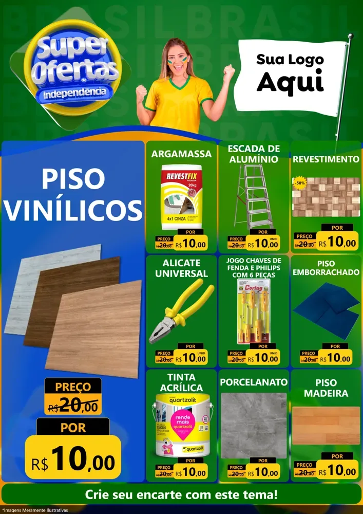 Modelo de Encarte para Encarte A4 Vertical com o tema Super Ofertas de Independência para Material para Construção