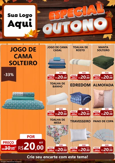 Modelo de Encarte para Encarte A4 Vertical com o tema Especial Outono para Cama, Mesa e Banho