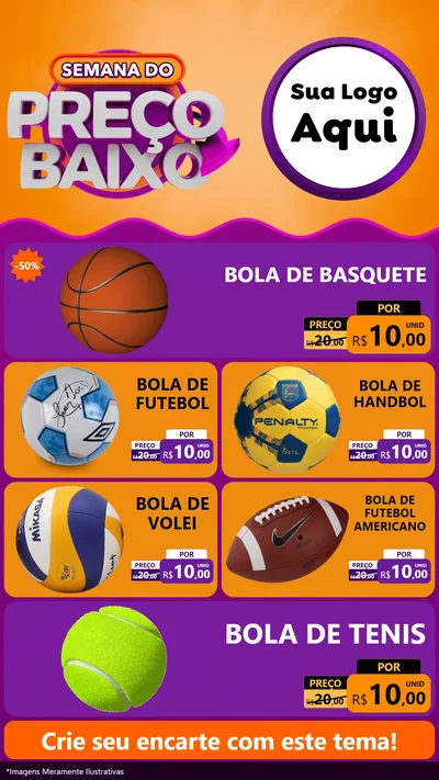 Modelo de TV para TV Vertical com o tema Semana do Preço Baixo para Artigos Esportivos