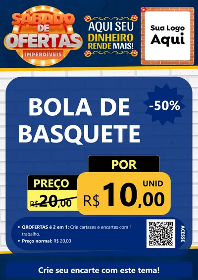 Modelo de Cartaz para Cartaz A4 Vertical com o tema Sábado de Ofertas Imperdíveis para Artigos Esportivos