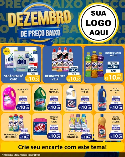 Modelo de Rede Social para Feed Instagram com o tema Dezembro de Preço Baixo para Produtos de Limpeza