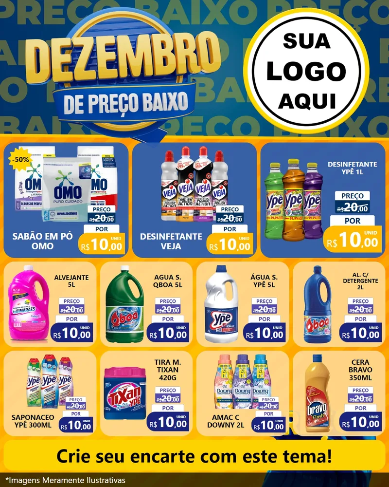 Modelo de Rede Social para Feed Instagram com o tema Dezembro de Preço Baixo para Produtos de Limpeza