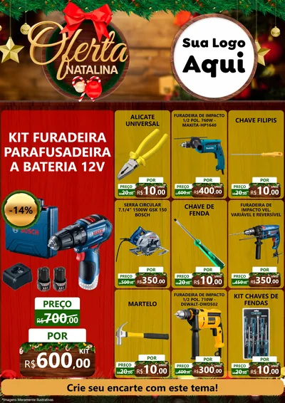 Modelo de Encarte para Encarte A4 Vertical com o tema Ofertas Natalina para Maquinas e Ferramentas