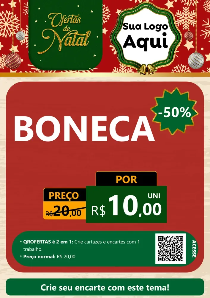 Modelo de Cartaz para Cartaz A4 Vertical com o tema Natal de Ofertas para Brinquedos