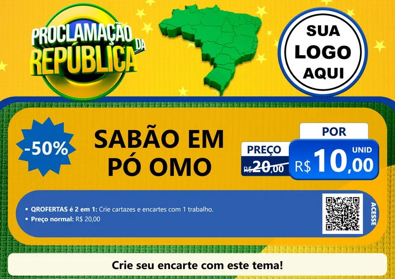 Modelo de Cartaz para Cartaz A4 Horizontal com o tema Proclamação da República para Produtos de Limpeza