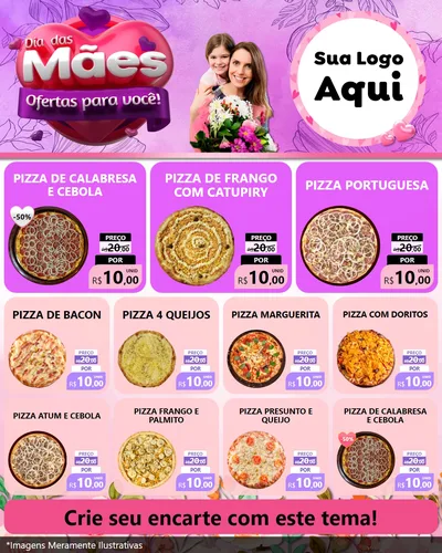 Modelo de Rede Social para Feed Instagram com o tema Dia das Mães Ofertas para Você! para Pizzaria