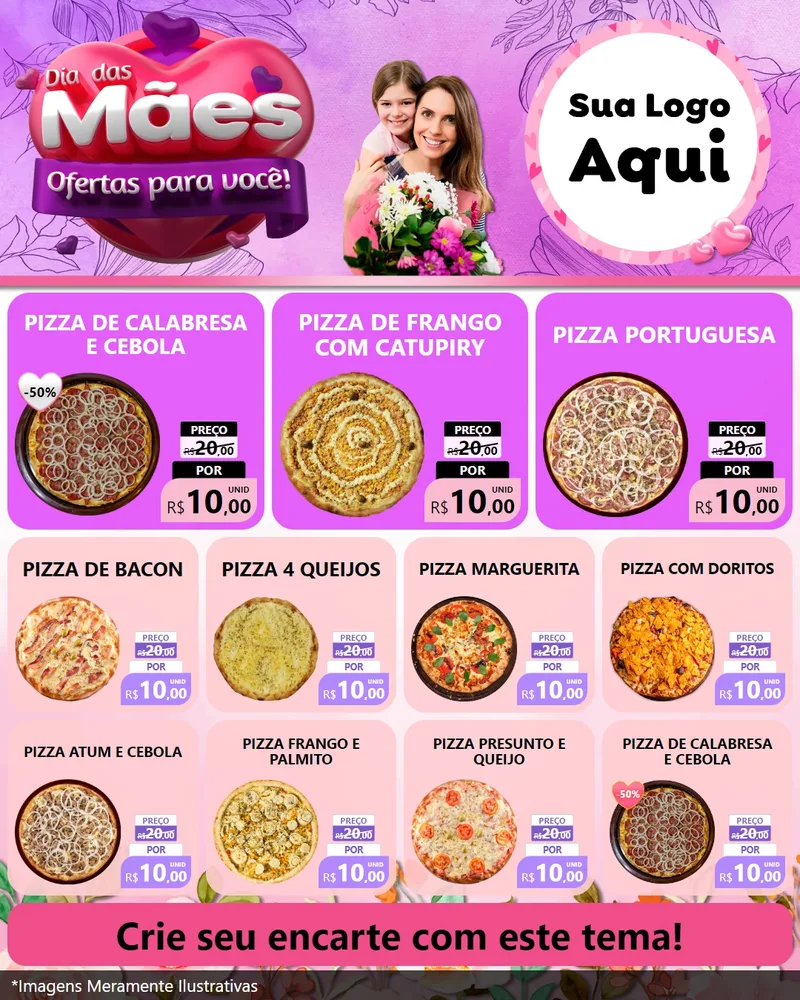 Modelo de Rede Social para Feed Instagram com o tema Dia das Mães Ofertas para Você! para Pizzaria