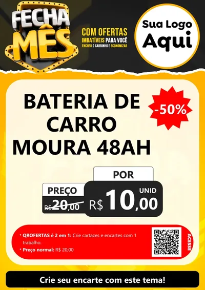 Modelo de Cartaz para Cartaz A4 Vertical com o tema Fecha Mês para Baterias Elétricas