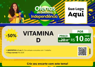 Modelo de Cartaz para Cartaz A4 Horizontal com o tema Ofertas da Semana da Independência para Farmácia