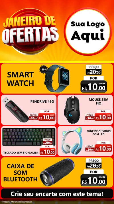 Modelo de TV para TV Vertical com o tema Janeiro de Ofertas para Informática