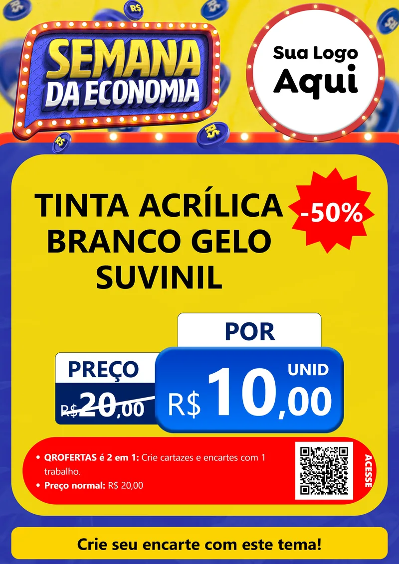Modelo de Cartaz para Cartaz A4 Vertical com o tema Semana da Economia para Tintas e Ferramentas