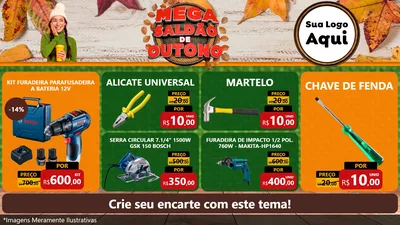 Modelo de TV para TV Horizontal com o tema Mega Saldão de Outono para Maquinas e Ferramentas