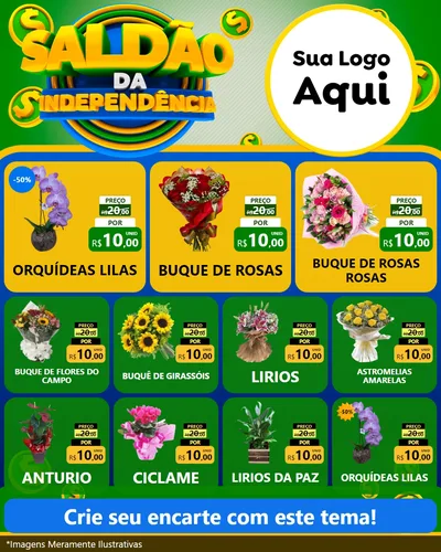 Modelo de Rede Social para Feed Instagram com o tema Saldão da Indepêndencia para Floricultura e jardim
