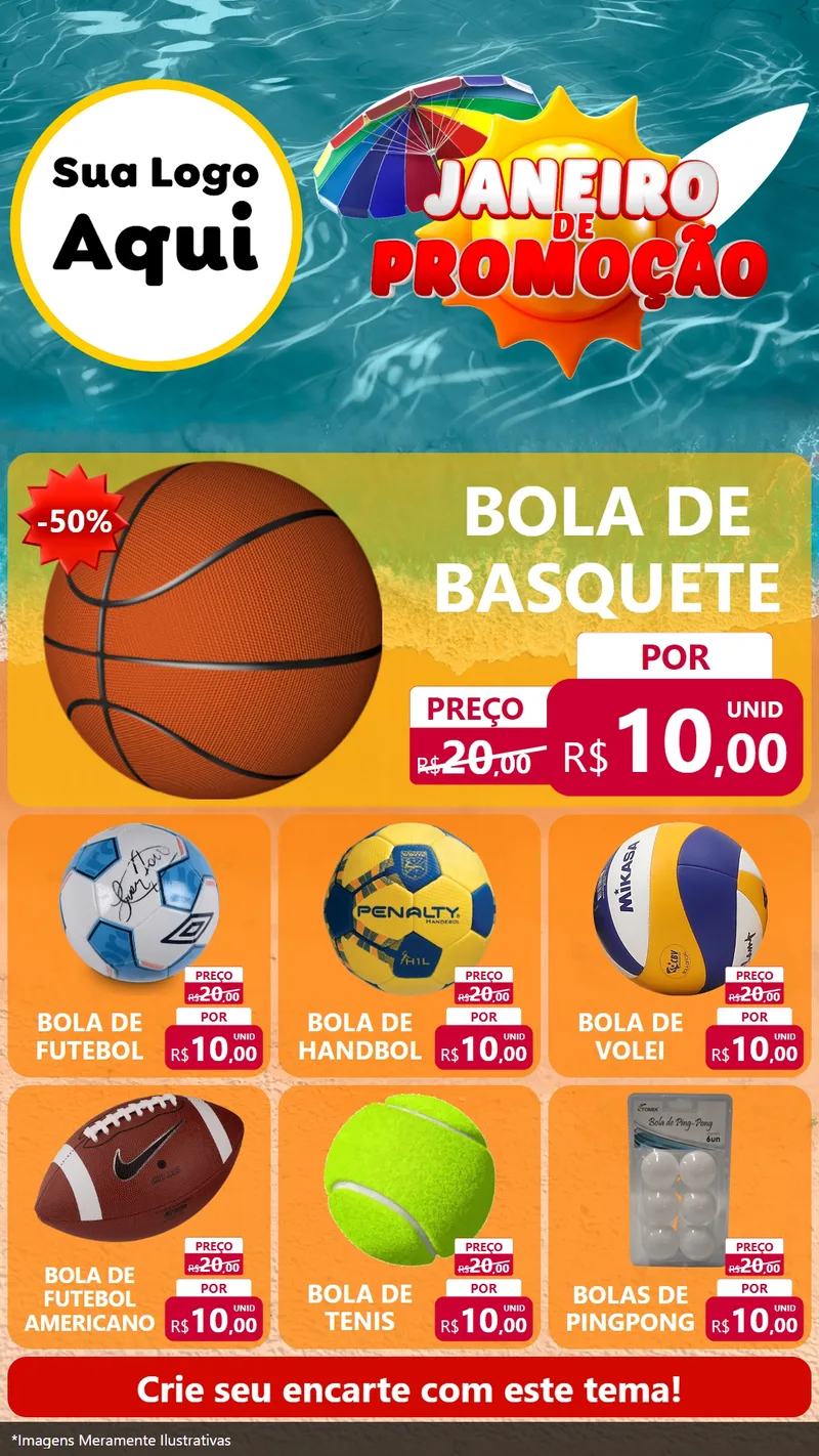 Modelo de Rede Social para Stories com o tema Janeiro de Promoção para Artigos Esportivos
