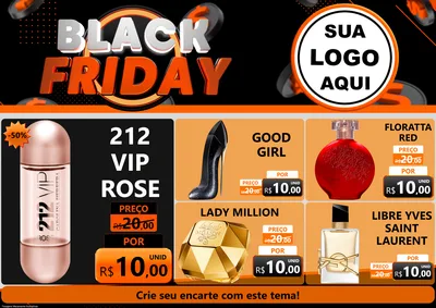 Modelo de Encarte para Encarte A4 Horizontal com o tema Black Friday para Perfumes