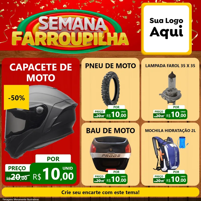 Modelo de Rede Social para Feed Facebook com o tema Semana Farroupilha para Moto peças
