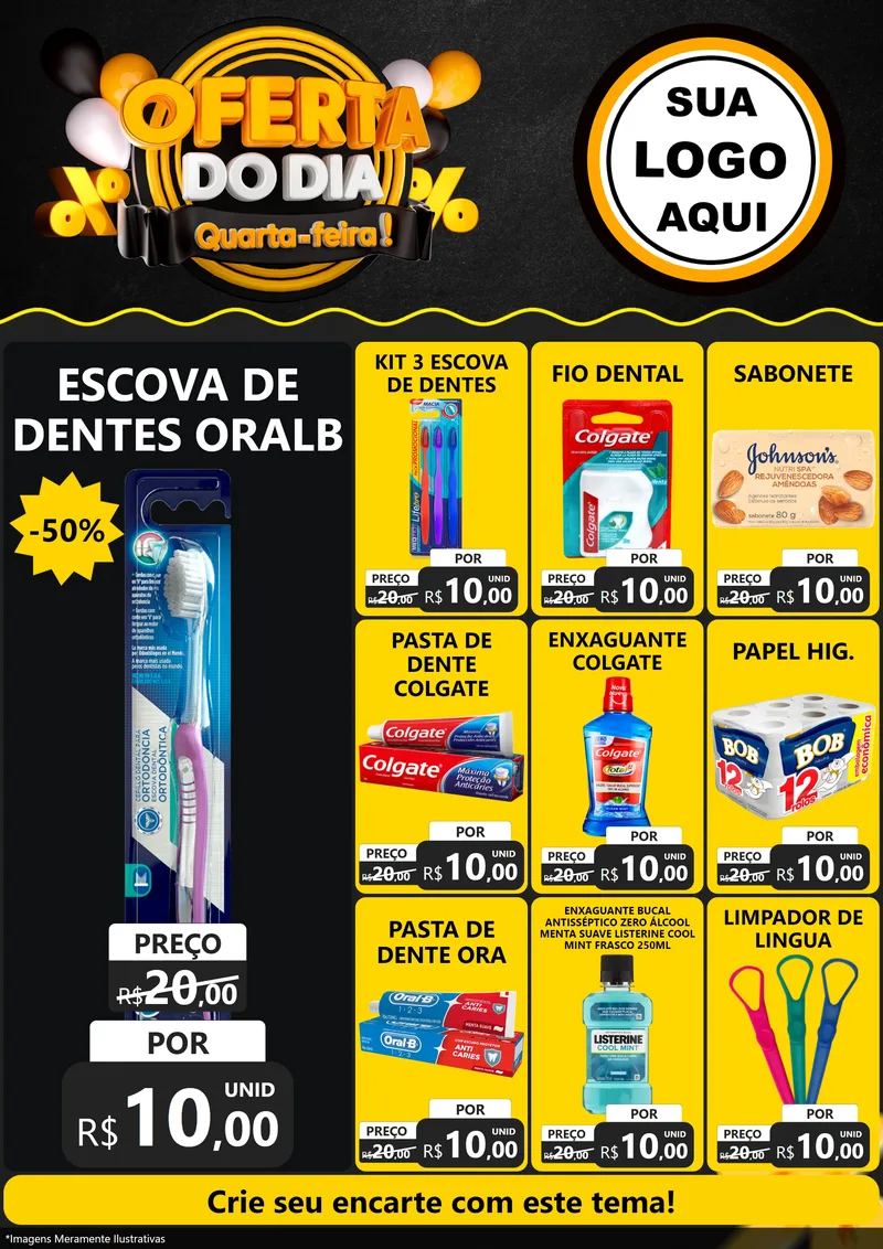 Modelo de Encarte para Encarte A4 Vertical com o tema Oferta do Dia - Quarta Feira! para Higiene Pessoal