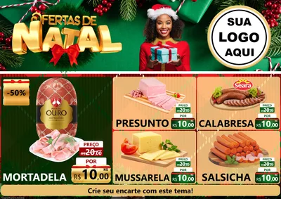 Modelo de Encarte para Encarte A4 Horizontal com o tema Ofertas de Natal para Frios e Laticínios