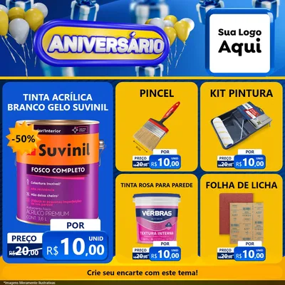 Modelo de Rede Social para Feed Facebook com o tema Aniversário para Tintas e Ferramentas