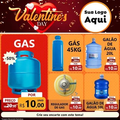 Modelo de Rede Social para Feed Facebook com o tema Valentine's Day para Água e gás