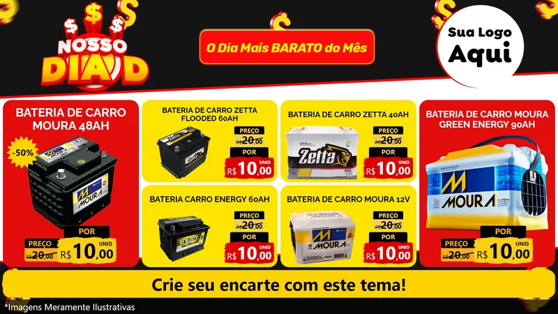 Modelo de TV para TV Horizontal com o tema Nosso Dia D para Baterias Elétricas