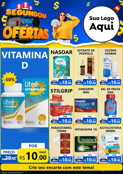 Modelo de Encarte para Encarte A4 Vertical com o tema Segundou de Ofertas para Farmácia
