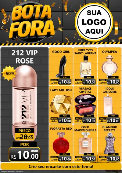 Modelo de Encarte para Encarte A4 Vertical com o tema Bota Fora para Perfumes