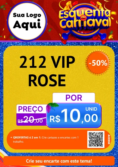Modelo de Cartaz para Cartaz A4 Vertical com o tema Esquenta de Carnaval para Perfumes