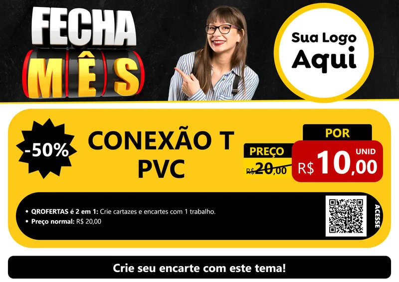 Modelo de Cartaz para Cartaz A4 Horizontal com o tema Fecha Mês para Tubos e conexões
