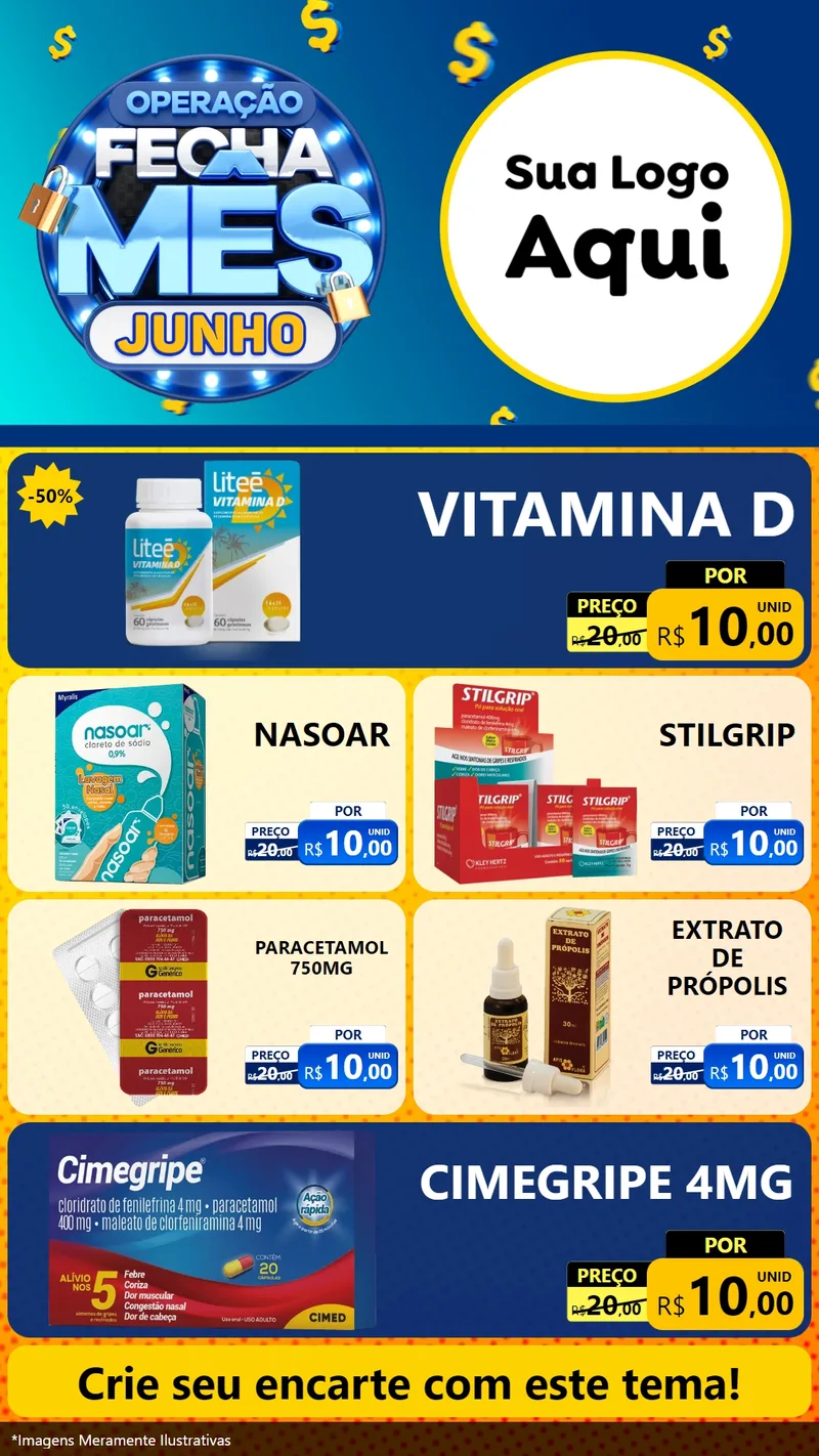 Modelo de TV para TV Vertical com o tema Operação Fecha Mês, Junho para Farmácia