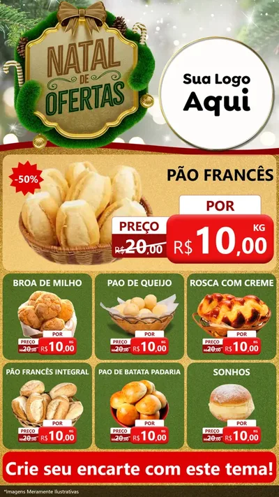 Modelo de Rede Social para Stories com o tema Ofertas de Natal para Padaria
