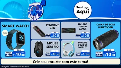 Modelo de TV para TV Horizontal com o tema Novembro Azul para Informática