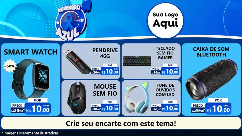 Modelo de TV para TV Horizontal com o tema Novembro Azul para Informática