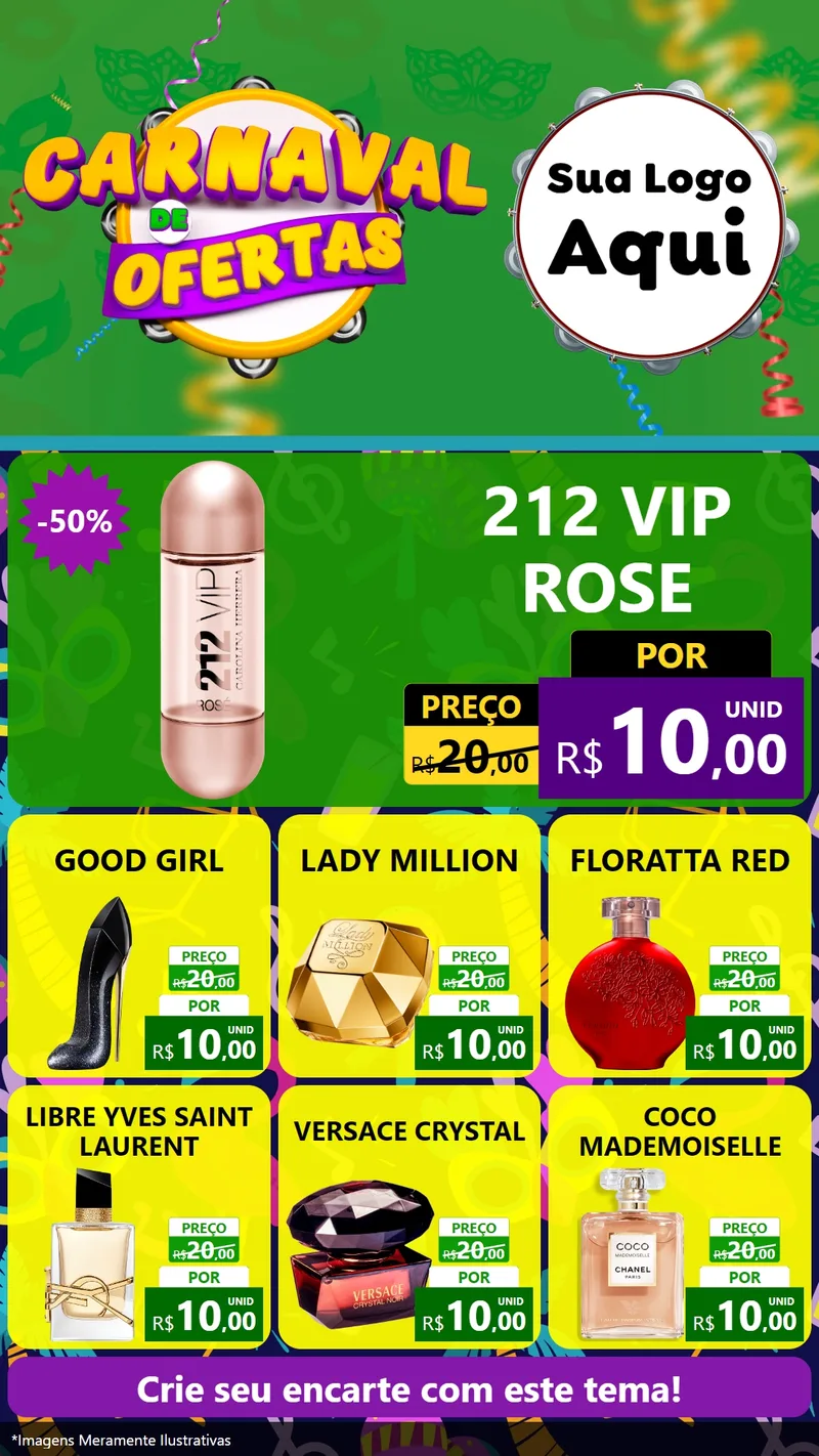 Modelo de Rede Social para Stories com o tema Carnaval de Ofertas para Perfumes