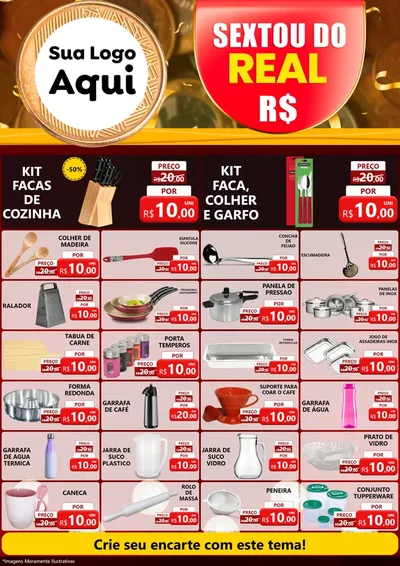 Modelo de Encarte para Encarte A4 Vertical com o tema Sextou do Real para Utilidades Domésticas
