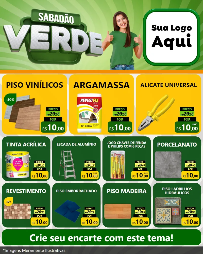 Modelo de Rede Social para Feed Instagram com o tema Sabadão Verde para Material para Construção