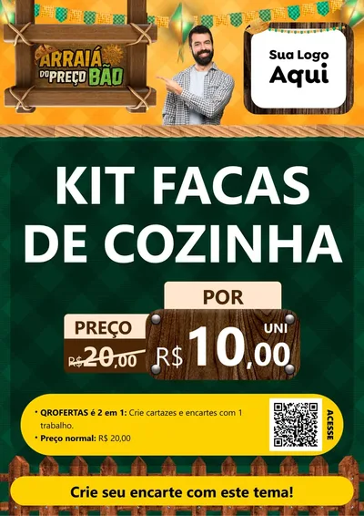 Modelo de Cartaz para Cartaz A4 Vertical com o tema Arraiá do preço bão para Utilidades Domésticas